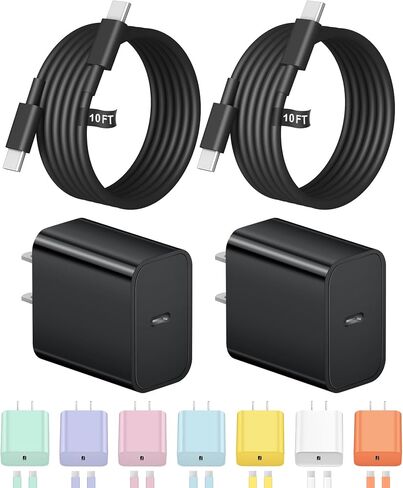 10FT iPhone 17 16 15 Charger Fast Charging USB C Charger Block | for iPhones, iPads,Tablets, Android phones,2-Pack iPhone Charger Type C Chagrer Fast Charging with Extra Long USB-C Cables in Saudi Arabia