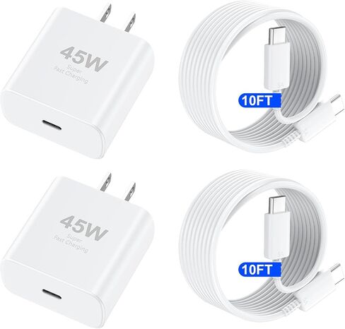 iPhone 17 16 Pro Max Charger Fast Charging, 45W USB C iPhone 17/16 Super Fast Charger Block with 10ft Long Type C Charging Cable Cord for iPhone 17 Pro Max/17 Pro/Air/17/16/16Pro/16ProMax/Plus/15/S25 in Saudi Arabia
