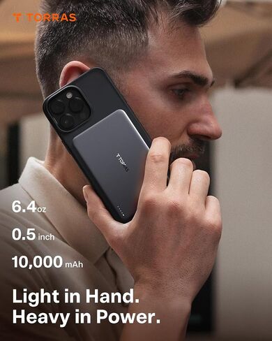 TORRAS MiniMag Power Bank,Ultra-Slim 10,000mAh Magnetic Wireless Portable Charger, 22.5W Fast Charging iPhone Air Magnetic Battery Pack Designed for iPhone 17 Pro Max/17 Pro/Air/16/15/14/13/12, Gray in Saudi Arabia