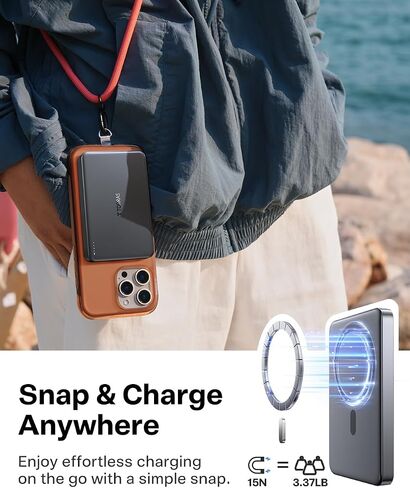 TORRAS MiniMag Power Bank,Ultra-Slim 10,000mAh Magnetic Wireless Portable Charger, 22.5W Fast Charging iPhone Air Magnetic Battery Pack Designed for iPhone 17 Pro Max/17 Pro/Air/16/15/14/13/12, Gray in Saudi Arabia