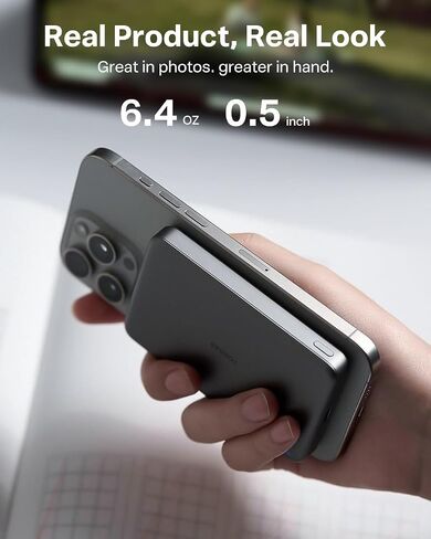 TORRAS MiniMag Power Bank,Ultra-Slim 10,000mAh Magnetic Wireless Portable Charger, 22.5W Fast Charging iPhone Air Magnetic Battery Pack Designed for iPhone 17 Pro Max/17 Pro/Air/16/15/14/13/12, Gray in Saudi Arabia