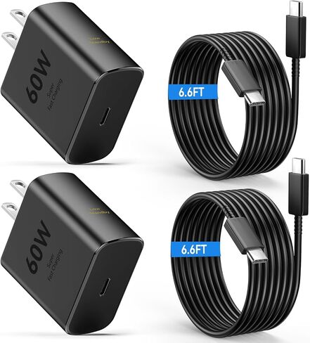 60W USB C Super Fast Charger Type C Android Phone Charger Fast Charging Block with 10ft USB-C to USB-C Cord Compatible with Samsung Galaxy S26 Ultra/S26/S26+/S25/S25 Ultra/S25+/S24, iPhone, iPad in Saudi Arabia