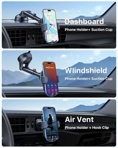 HTU Wireless Car Charger, 15W Auto Clamping Car Charger Dash Windshield Air Vent Phone Holder Compatible with iPhone 17 16 15 14/13/13 Pro/12 pro/12/11/X/8, Samsung S25/S24/S23/S22,etc (Black) in Saudi Arabia