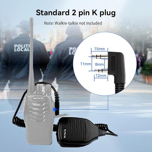 Retevis Walkie Talkie Shoulder Microphone,Kevlar Cable,10 Pack | for Retevis RT68/RT21/H-777/RT22/RT22S, Compatible with BAOFENG, Kenwood Radio, Kevlar Cable, Large PPT, Swivel Clips in Saudi Arabia