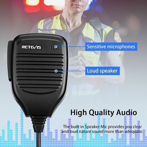 Retevis Walkie Talkie Shoulder Microphone,Kevlar Cable,10 Pack | for Retevis RT68/RT21/H-777/RT22/RT22S, Compatible with BAOFENG, Kenwood Radio, Kevlar Cable, Large PPT, Swivel Clips in Saudi Arabia