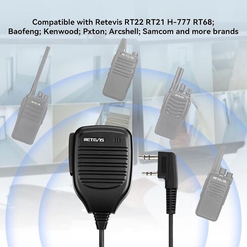 Retevis Walkie Talkie Shoulder Microphone,Kevlar Cable,10 Pack | for Retevis RT68/RT21/H-777/RT22/RT22S, Compatible with BAOFENG, Kenwood Radio, Kevlar Cable, Large PPT, Swivel Clips in Saudi Arabia