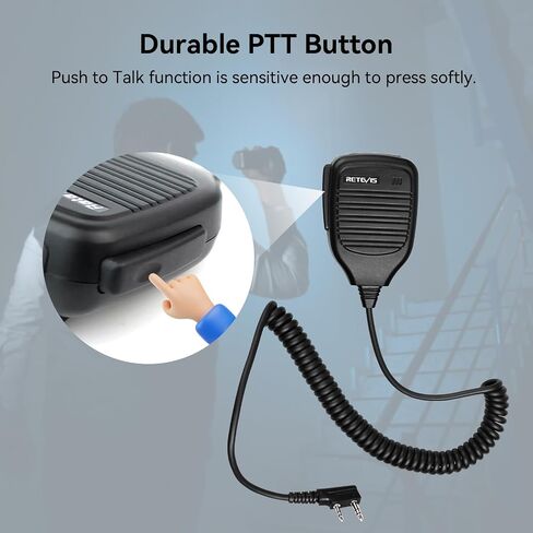 Retevis Walkie Talkie Shoulder Microphone,Kevlar Cable,10 Pack | for Retevis RT68/RT21/H-777/RT22/RT22S, Compatible with BAOFENG, Kenwood Radio, Kevlar Cable, Large PPT, Swivel Clips in Saudi Arabia
