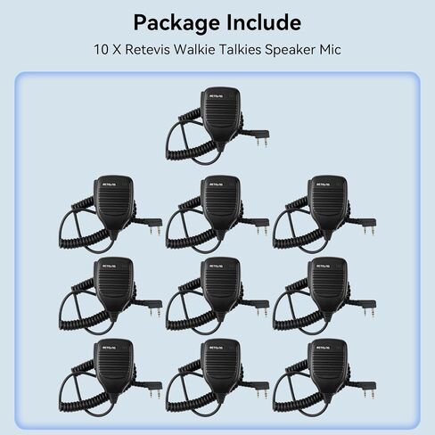Retevis Walkie Talkie Shoulder Microphone,Kevlar Cable,10 Pack | for Retevis RT68/RT21/H-777/RT22/RT22S, Compatible with BAOFENG, Kenwood Radio, Kevlar Cable, Large PPT, Swivel Clips in Saudi Arabia