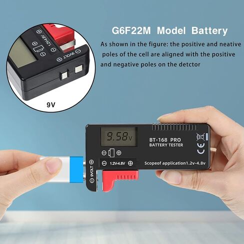 جهاز فحص بطارية LCD رقمي، جهاز اختبار البطارية العالمي لبطاريات AA AAA 1.5 فولت 3.7 فولت أو 1.2 ~ 4.8 فولت 9 فولت، مقياس طاقة اختبار مستوى عمر البطارية المنزلية (168PRO*3) in Kuwait