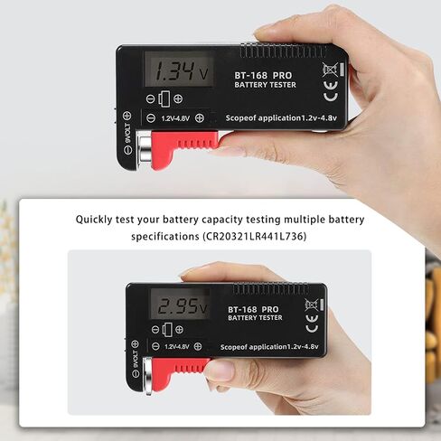 جهاز فحص بطارية LCD رقمي، جهاز اختبار البطارية العالمي لبطاريات AA AAA 1.5 فولت 3.7 فولت أو 1.2 ~ 4.8 فولت 9 فولت، مقياس طاقة اختبار مستوى عمر البطارية المنزلية (168PRO*3) in Kuwait