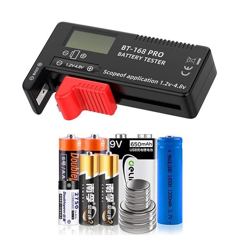 جهاز فحص بطارية LCD رقمي، جهاز اختبار البطارية العالمي لبطاريات AA AAA 1.5 فولت 3.7 فولت أو 1.2 ~ 4.8 فولت 9 فولت، مقياس طاقة اختبار مستوى عمر البطارية المنزلية (168PRO*3) in Kuwait
