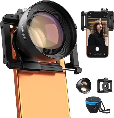عدسة APEXEL 2X 50mm Portrait Master Telephoto لهاتف iPhone | فتحة F1.05 كبيرة جدًا، مشبك عالمي 17 مم، ملحق عدسة تكبير لكاميرا الهاتف متوافق مع iPhone وSamsung والمزيد in Kuwait