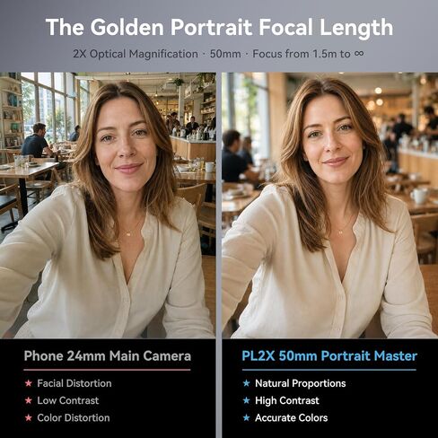 عدسة APEXEL 2X 50mm Portrait Master Telephoto لهاتف iPhone | فتحة F1.05 كبيرة جدًا، مشبك عالمي 17 مم، ملحق عدسة تكبير لكاميرا الهاتف متوافق مع iPhone وSamsung والمزيد in Kuwait