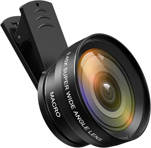 Phone Camera Lens Kit, 0.45X Wide Angle + 15X Macro Lens | 2 in 1 Lens Attachment for iPhone 17/16/15/14/13, Phone Clip-on Lens for iPhone/Android, Includes Travel Bag in Saudi Arabia
