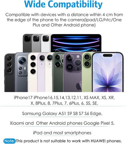 Phone Camera Lens Kit, 0.45X Wide Angle + 15X Macro Lens | 2 in 1 Lens Attachment for iPhone 17/16/15/14/13, Phone Clip-on Lens for iPhone/Android, Includes Travel Bag in Saudi Arabia