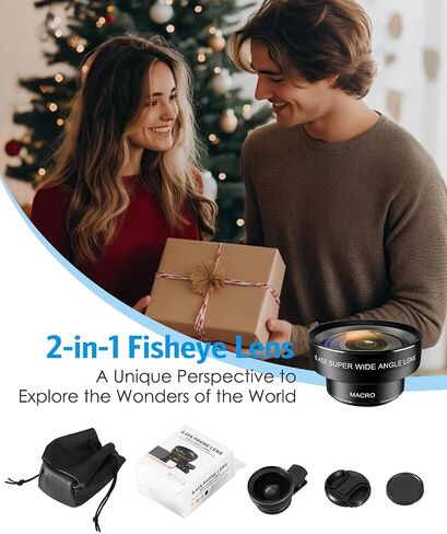 Phone Camera Lens Kit, 0.45X Wide Angle + 15X Macro Lens | 2 in 1 Lens Attachment for iPhone 17/16/15/14/13, Phone Clip-on Lens for iPhone/Android, Includes Travel Bag in Saudi Arabia