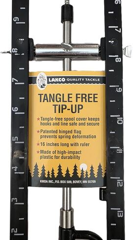 Tangle Free Tip Up with Spool Cover, Patented Hinged Flag, and Ruler-2 Pack | Tangle-free spool cover, patented hinged flag, built-in ruler, reliable strike detection, 2-pack, ice fishing in Saudi Arabia