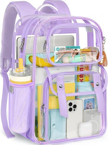 Clear Backpack Heavy Duty Transparent Bookbag, PVC See Through Backpack with Comfort Shoulder Straps for College Work Travel in Saudi Arabia