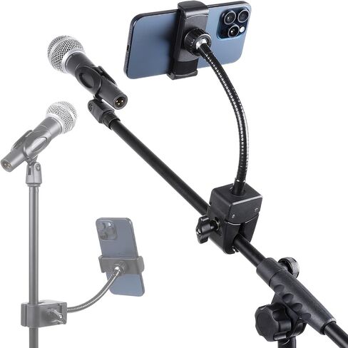Mic Stand Phone Holder, Flexible Phone Mount with 7.9" Removable Gooseneck for Microphone Music Stand, 360°Adjustable Phone Holder for iPhone 16 Pro Max, 15 Plus, All Smartphones in Kuwait
