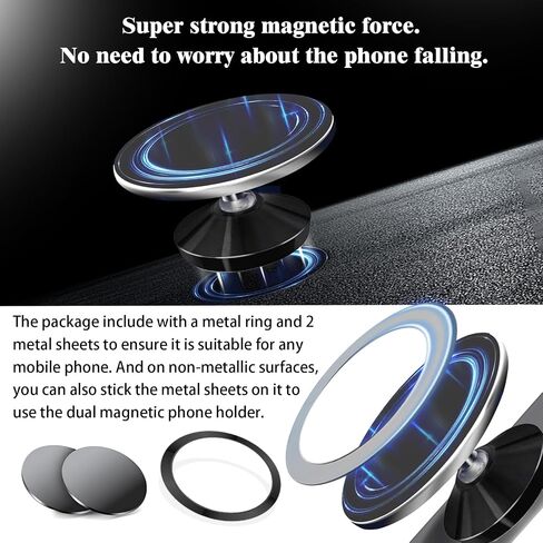 Double Sided Magnetic Phone Holder, 360° Adjustable for Gym and Golf Carts, Strong Magnet, Shoot Hands-Free Videos During Exercise, Compatible with MagSafe Cases & iPhone 17/16/15/14/13 Pro Max Plus in Kuwait