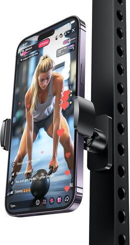 Stouchi Gym Magnetic Phone Holder, 360° Adjustable [N55 Dual Magnet] Phone Mount Gym Accessories for Women/Men, All Metal Portable Workout Essentials Compatible with 4.7-6.5" Smartphones, Black in Saudi Arabia