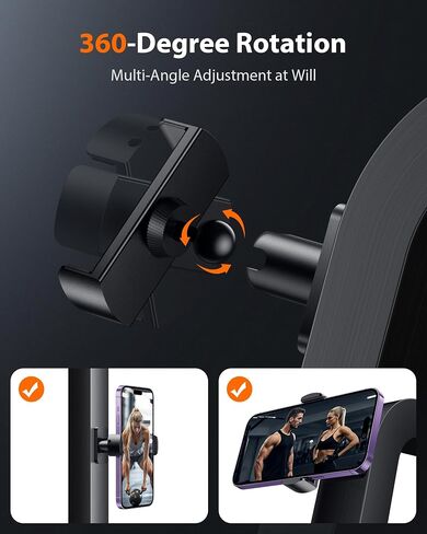 Stouchi Gym Magnetic Phone Holder, 360° Adjustable [N55 Dual Magnet] Phone Mount Gym Accessories for Women/Men, All Metal Portable Workout Essentials Compatible with 4.7-6.5" Smartphones, Black in Saudi Arabia