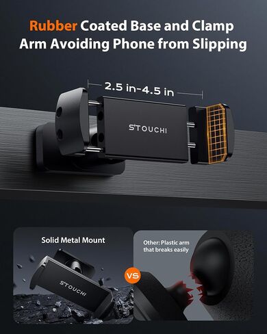 Stouchi Gym Magnetic Phone Holder, 360° Adjustable [N55 Dual Magnet] Phone Mount Gym Accessories for Women/Men, All Metal Portable Workout Essentials Compatible with 4.7-6.5" Smartphones, Black in Saudi Arabia