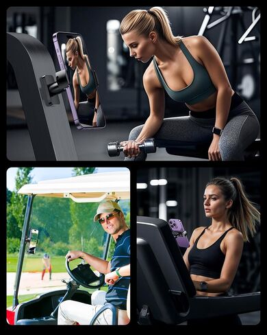 Stouchi Gym Magnetic Phone Holder, 360° Adjustable [N55 Dual Magnet] Phone Mount Gym Accessories for Women/Men, All Metal Portable Workout Essentials Compatible with 4.7-6.5" Smartphones, Black in Saudi Arabia