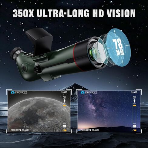 Telescope, Telescope for Adults High Powered, Professional Refractor Auto-Focus Smart Digital Electronic Telescopes with 4K Astrophotography Camera, Dual Screens Spotter, Carry Bag and 32G Card in Saudi Arabia