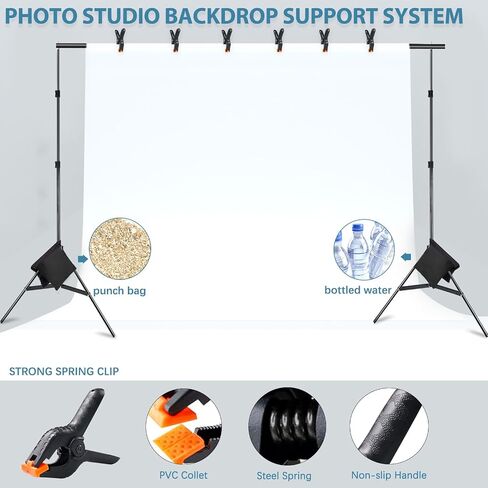 Photo Video Studio 10x7Ft (WxH) Adjustable Background Stand Backdrop Support System Kit with Carry Bag in Saudi Arabia