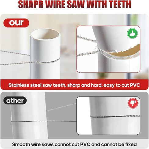 2pcs Stainless Steel Wire Saw with Gloves 31.5" Metal PVC Cable Saw Hand Pocket String Camping Hiking Emergency Outdoor Survival Rope Cutting Tools for Trees, Wood and ABS Plastic Pipes in Saudi Arabia