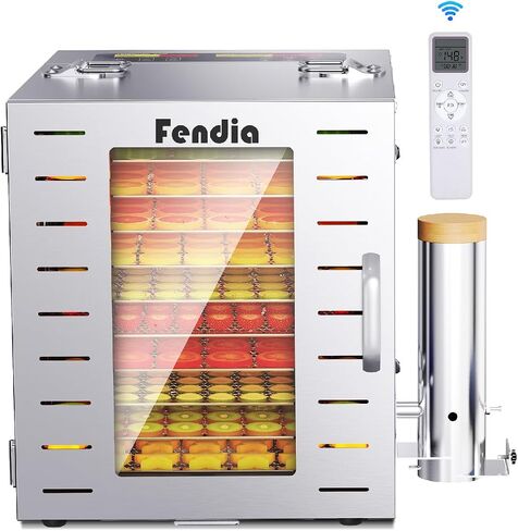Food Dehydrator for Jerky, 12 Stainless Steel Trays, 1200W Fruit Dehydrator, 24H Timer and 190°F Temperature Control, Overheat Protection, Food Dryer for Jerky, Herbs, Fruit, Dog Treats in Saudi Arabia