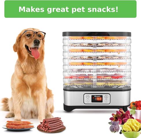 Homdox Food Dehydrator, 8 BPA-Free Trays with Large 7 ft² Drying Space | 72H Timer, 158°F Temperature Control, 400W Faster Drying, with Fruit Roll Sheet, for Jerky, Fruit, Herbs, Meat & Dog Treats in Kuwait