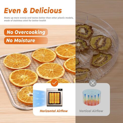 Food Dehydrator Machine - 5 Stainless Steel Trays, Digital Adjustable Timer, 400W, 176°F, Temperature Control, Mini Dryer for Jerky, Herb, Meat, Beef, Fruit and Dog Treats, Model 2015YJ, Silver | Temperature Control, Mini Dryer for Jerky, Herb, Meat, Beef in Saudi Arabia
