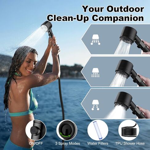 Portable Camping Shower with Battery Powered Pump, 5 Gal/20L Solar Heated Camp Shower Bag, 3-Mode Shower Head & Travel Case for Outdoor Camping, Beach Rinse & Dogs in Saudi Arabia
