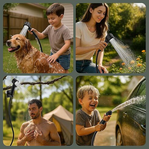 IGRL Portable Shower for Camping, Powerful 10L/Min Water Flow, Rechargeable Shower Pump with Bath Sponge, 4 Spray Modes, IPX8 Waterproof, 7800mAh Battery, Ideal for Hiking, Travel, Pet, Car Wash in Kuwait