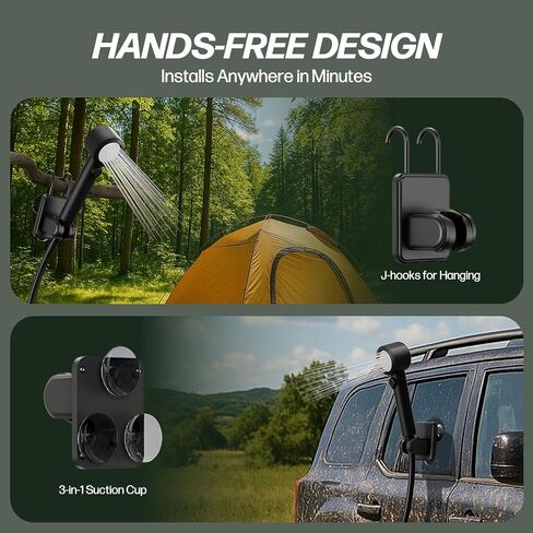 IGRL Portable Shower for Camping, Powerful 10L/Min Water Flow, Rechargeable Shower Pump with Bath Sponge, 4 Spray Modes, IPX8 Waterproof, 7800mAh Battery, Ideal for Hiking, Travel, Pet, Car Wash in Kuwait