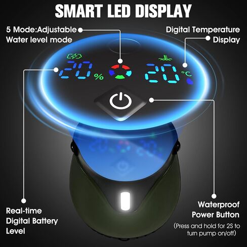 FizZeal Portable Camping Shower with LED Display & 5 Speed, 8000mAh Battery | 5-speed adjustable shower head with LED display, foldable 6.6Gal bucket,portable rinse kit for outdoor camping and travel in Saudi Arabia