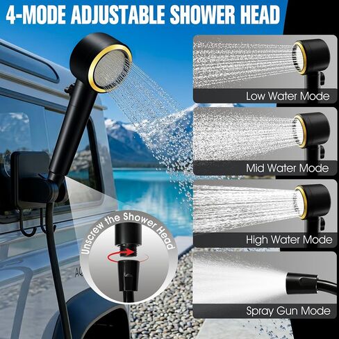 FizZeal Portable Camping Shower with LED Display & 5 Speed, 8000mAh Battery | 5-speed adjustable shower head with LED display, foldable 6.6Gal bucket,portable rinse kit for outdoor camping and travel in Saudi Arabia