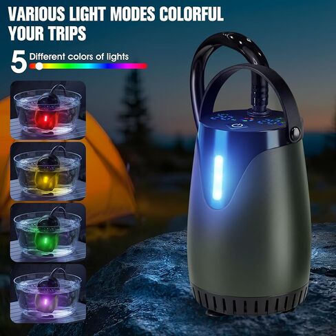 FizZeal Portable Camping Shower with LED Display & 5 Speed, 8000mAh Battery | 5-speed adjustable shower head with LED display, foldable 6.6Gal bucket,portable rinse kit for outdoor camping and travel in Saudi Arabia