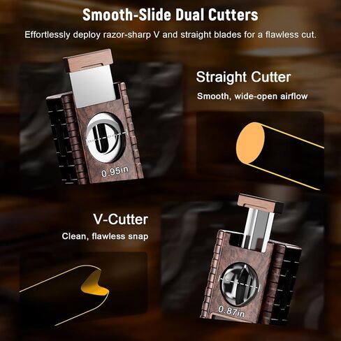 6-in-1 Butane Torch Lighter with V & Straight Cutters, Windproof 3 Jet Flame, Built-in Holder, Punch, Draw Enhancer, Refillable Cool Lighters with Gift Box, Gifts for Men, Candles, Travel (Wood grain) in Saudi Arabia