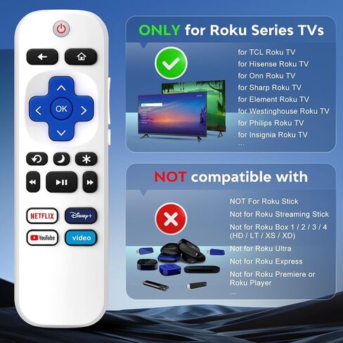 (Pack of 2) Remote Control Only for TCL Onn Hisense Sharp Philips Westinghouse Insignia Element TLC Roku Smart TV Ruko Ruku Roko Remotes Replacement-1 Year Warranty in Saudi Arabia