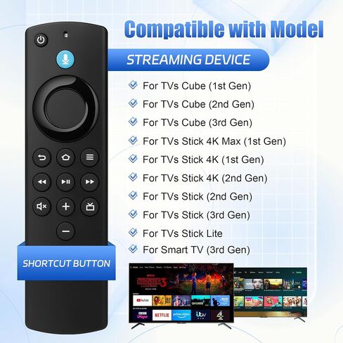 Replacement TV Remote Control for All Fire Series, Compatible with Fire Smart TV Stick/TV Cube/Stick Lite/HD/4K Max/4K, for Insignia TV Remote, Smart TV 3rd Gen with Voice Controller in Saudi Arabia