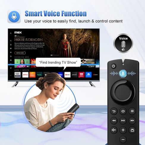 Replacement TV Remote Control for All Fire Series, Compatible with Fire Smart TV Stick/TV Cube/Stick Lite/HD/4K Max/4K, for Insignia TV Remote, Smart TV 3rd Gen with Voice Controller in Saudi Arabia