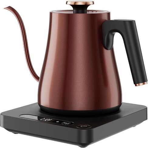 Gooseneck Electric Kettle 1L, 1000W Stainless Steel, Black | Precise Pour Over Coffee & Tea, Auto Shut-Off, BPA-Free, Black Star Design, for Dorm & Office in Saudi Arabia