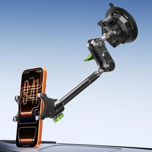MAGIC JOHN Durable Metal Phone Holders for Your Car, Windshield Car Mount | Durable Metal Build, 360° Rotation, Strong Suction Cup Mount, Fits Windshield, Compatible With All 4-7" Smartphones. in Saudi Arabia