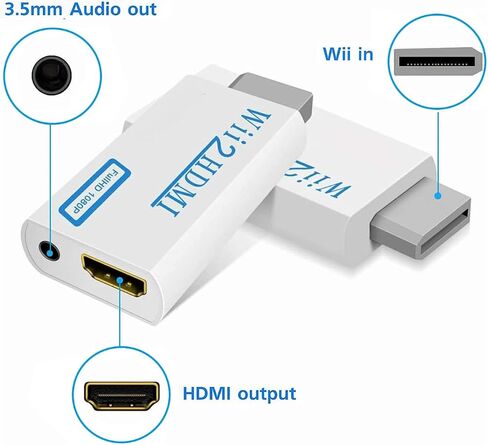 Wii to HDMI Converter, Wii2 to HDMI for HD Video Audio Output with 3.5mm Audio Jack, Supports All Wii Display Modes 1080P 720P, Wii, Wii U, HDTV, Monitor, NTSC in Saudi Arabia