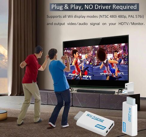 Wii to HDMI Converter, Wii2 to HDMI for HD Video Audio Output with 3.5mm Audio Jack, Supports All Wii Display Modes 1080P 720P, Wii, Wii U, HDTV, Monitor, NTSC in Saudi Arabia