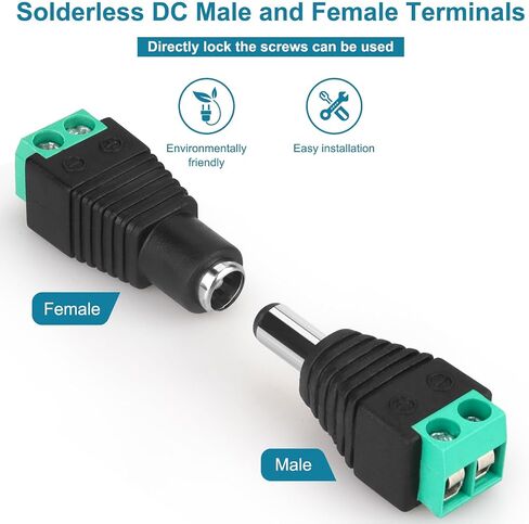 VWEICYY DC Adapter Plug 5.5mm x 2.1mm,10 Pair (10 x Male + 10 x Female) | DC Power Connector for LED Strip CCTV Security Camera Cable End Plugs(Male & Female) in Saudi Arabia