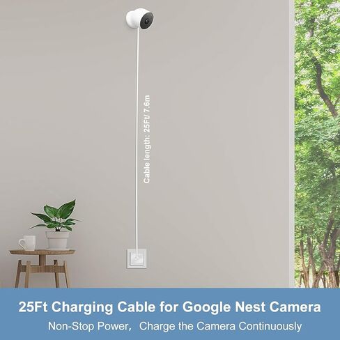 Power Cable Compatible with Google Nest Cam Outdoor or Indoor Battery, 10W 25Ft Nest Power Connector Weatherproof Charging Cable Power Your Nest Cam Power Cord in Saudi Arabia
